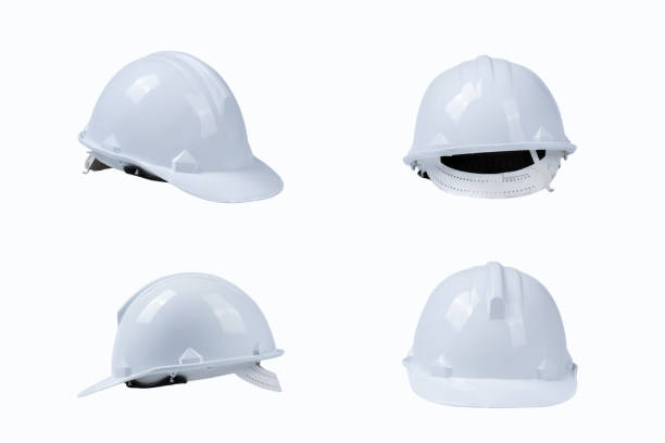 istock set of white helmet, construction tools and protection 1219654616