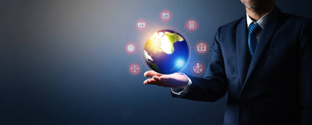 istock global network connection and high technology, businessman holding glob earth with line connect protect business, worldwide, networking internet concept,Element of this earth furnished by Nasa 1219654621