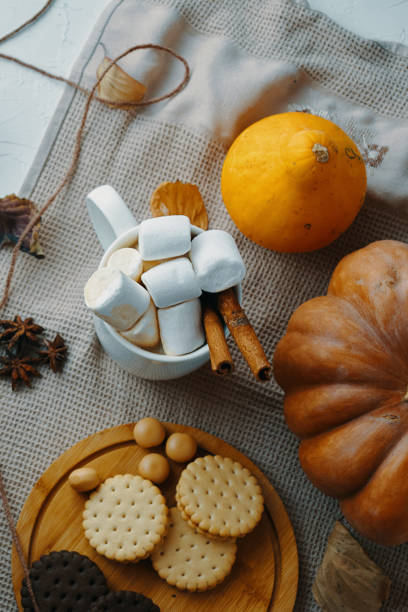 istock Pumpkin With Cups Of Coffee. 1219661089
