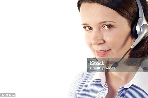 Customer Support Girl With Headset Stock Photo - Download Image Now - 20-24 Years, Adult, Assistance