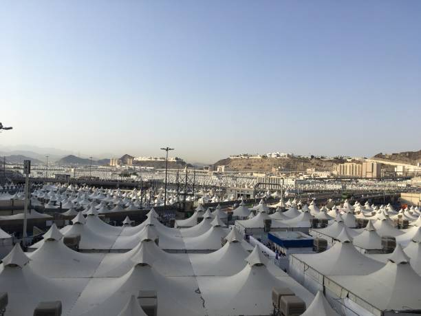 A crowd of tents during hajj and umrah in Mina, Mecca, Saudi Arabia