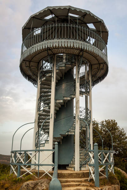 Romantic stairs with beautiful views. Eiffel architect watchtower in Avila.