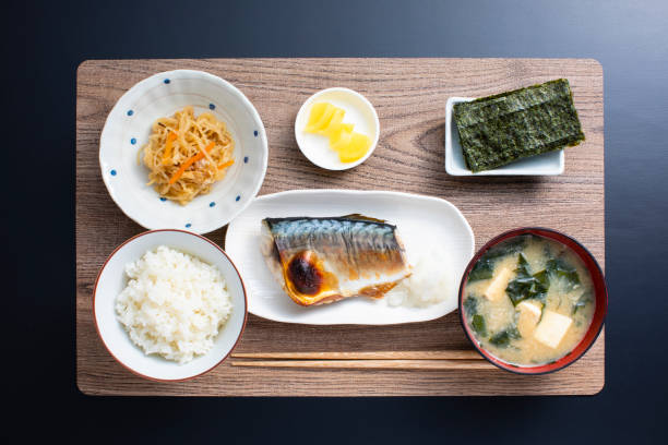 istock Japanese home cooking, grilled mackerel with salt 1219668522