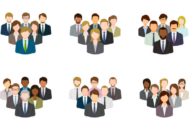 zestaw ikon grupy biznesowej - business people stock illustrations
