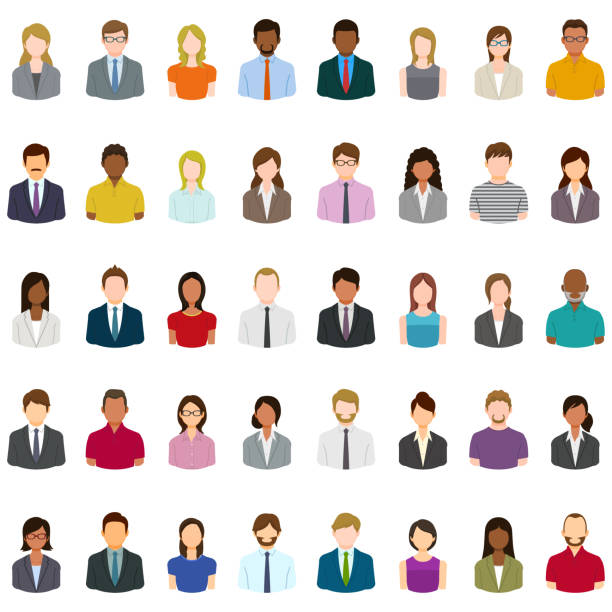 набор абстрактных аватаров деловых людей - business people stock illustrations
