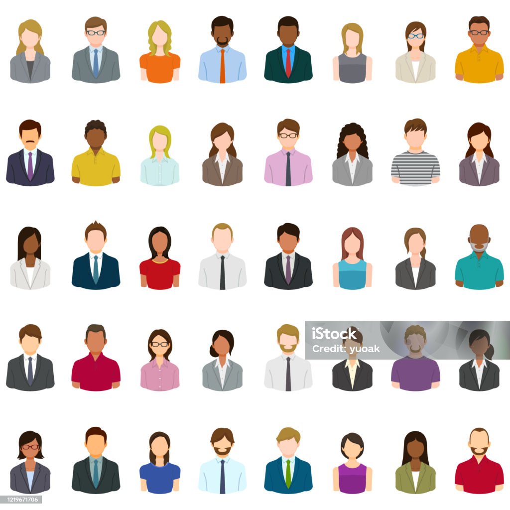Set of abstract business people avatars 40 People avatars. People stock vector