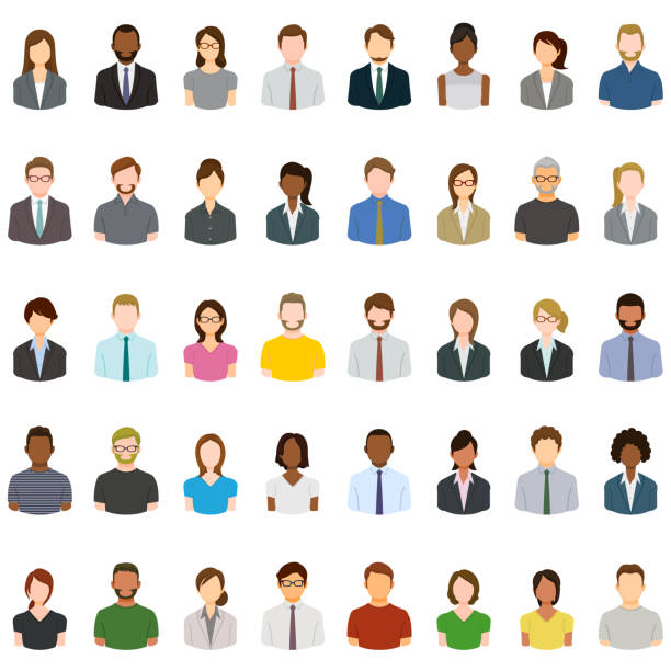 набор абстрактных аватаров деловых людей - скрытое лицо stock illustrations