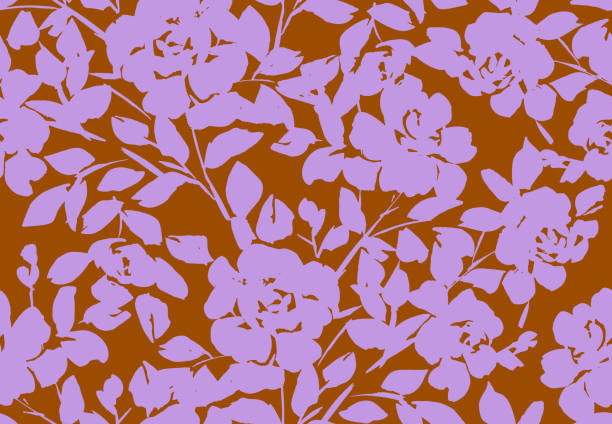 illustrations, cliparts, dessins animés et icônes de motif floral sans couture fait de silhouettes de roses - abstract petal blossom decoration