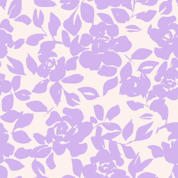 ilustraciones, imágenes clip art, dibujos animados e iconos de stock de patrón floral sin costuras con siluetas de rosas - seamless pattern floral pattern flower