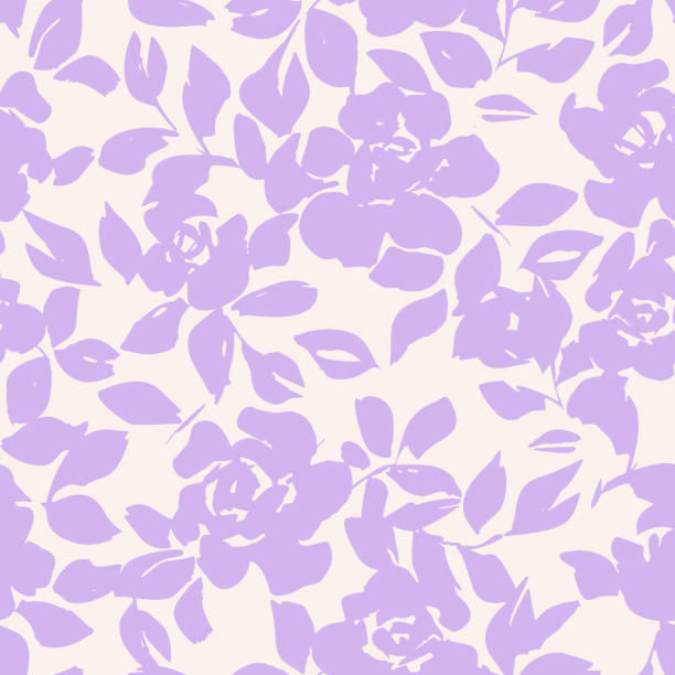kwiatowy bezszwowy wzór z różami sylwetki - floral pattern pattern silk wallpaper stock illustrations