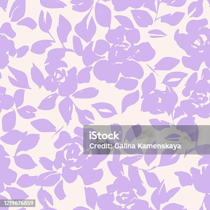 istock Floral seamless pattern with roses silhouettes 1219676859