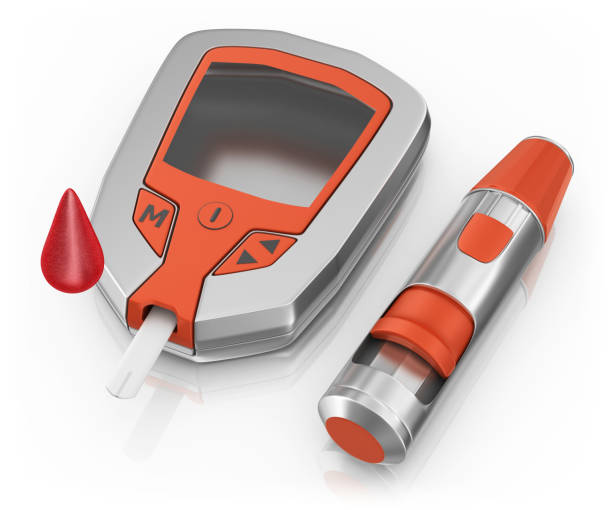 set per diabetici - blood sugar test examining instrument of measurement diabetes foto e immagini stock