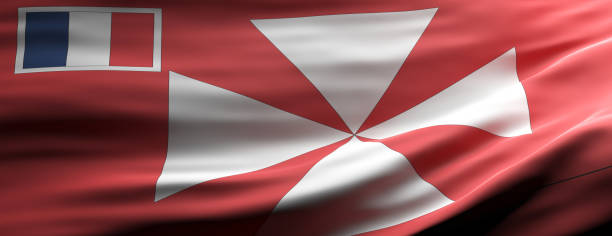 wallis e futuna bandiera nazionale che sventolano lo sfondo della trama. illustrazione 3d - isole wallis e futuna foto e immagini stock