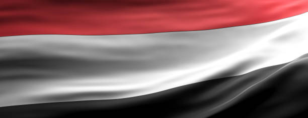 istock Yemen national flag waving texture background. 3d illustration 1219678926
