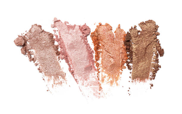 istock Brush stroke of shiny crushed beige eye shadow 1219678991
