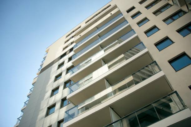istock Modern apartment buildings on a sunny day with a blue sky. 1219681805