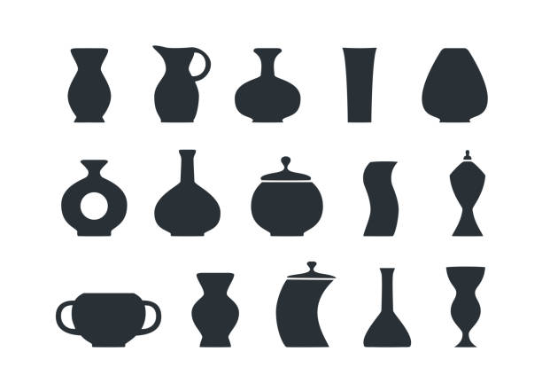 ilustrações, clipart, desenhos animados e ícones de conjunto de vasos - vase