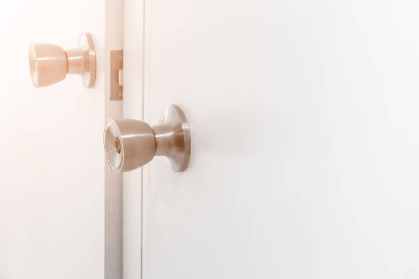 istock Modern doors with a lock in an apartment or office. 1219684703