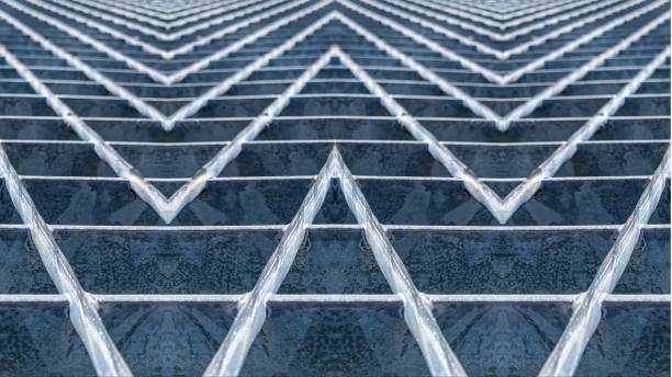 istock protective welded metal mesh of ribbed rods. 1219685681