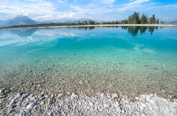 istock Mountain lake landscape view 1219686019