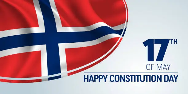 Vector illustration of Norway constitution day vector banner, greeting card