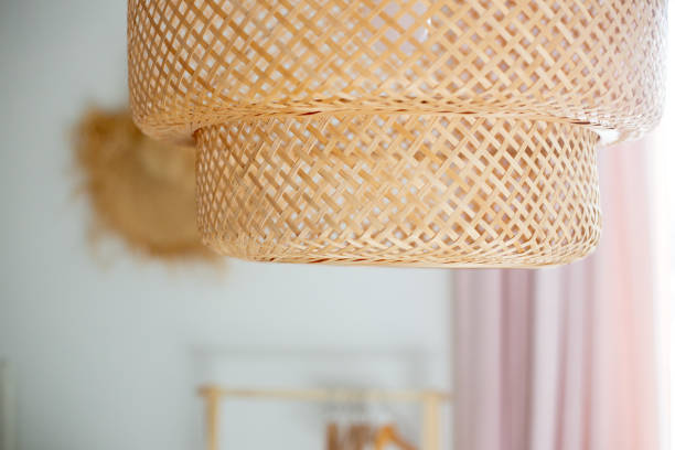 istock Natural coloured woven Bamboo pendant lamp 1219691866