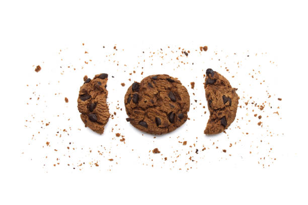 istock Chocolate chip cookies isolated on white background in Top view. 1219695601
