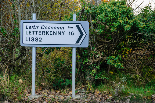 Sign for the Donegal town of Letterkenny, Ireland