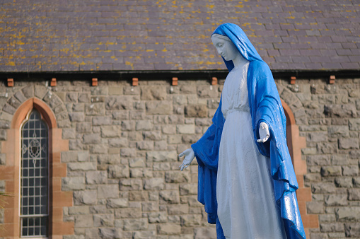 Statue of Virgin Mary outside an Irish Roman Catholic