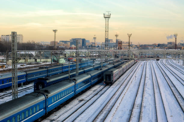 istock Railway cars and railway tracks 1219698357