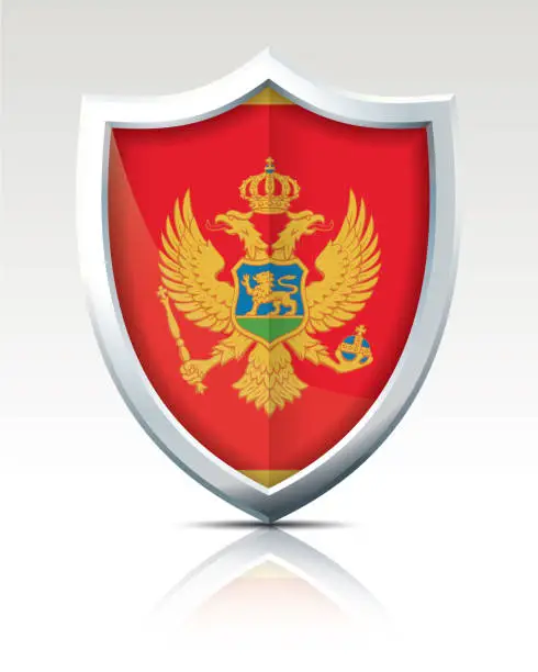Vector illustration of Shield with Flag of Montenegro