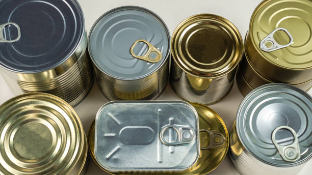 istock Mix of cans isolated on white background. 1219701546