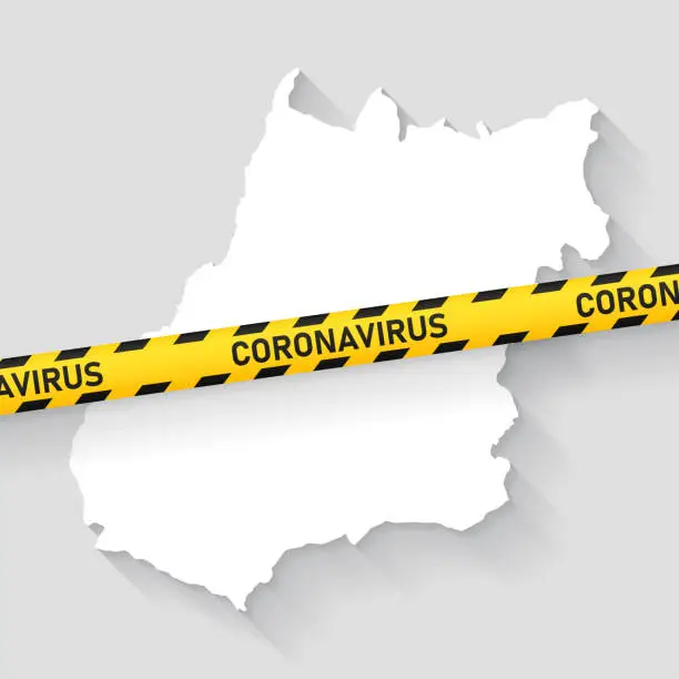 Vector illustration of Goias map with Coronavirus caution tape. Covid-19 outbreak