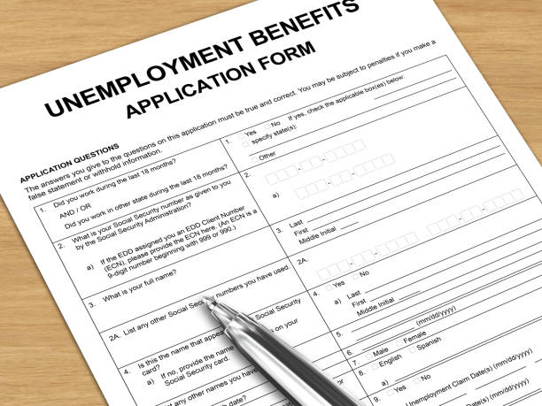 istock Unemployment benefits insurance application form 1219704392