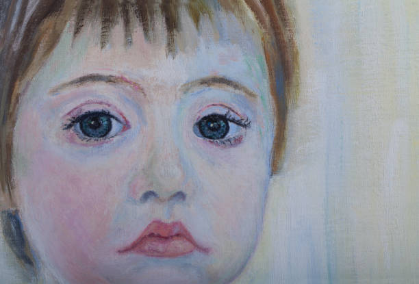 istock Oil portrait, close up, little girl with special needs 1219705241