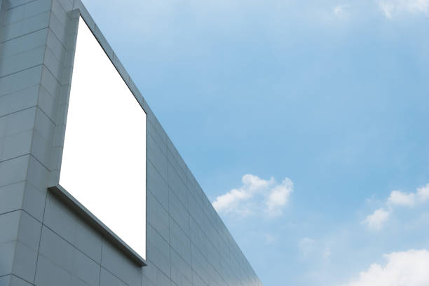Blank billboard on the wall of shopping mall.