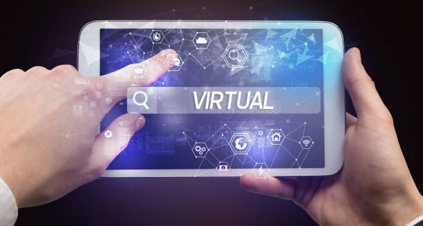 istock Close-up of a tablet searching inscription 1219708072