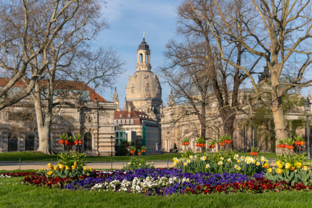 On August 12th, 2021, the King Palace and the Cathedral from Theater Square in Dresden