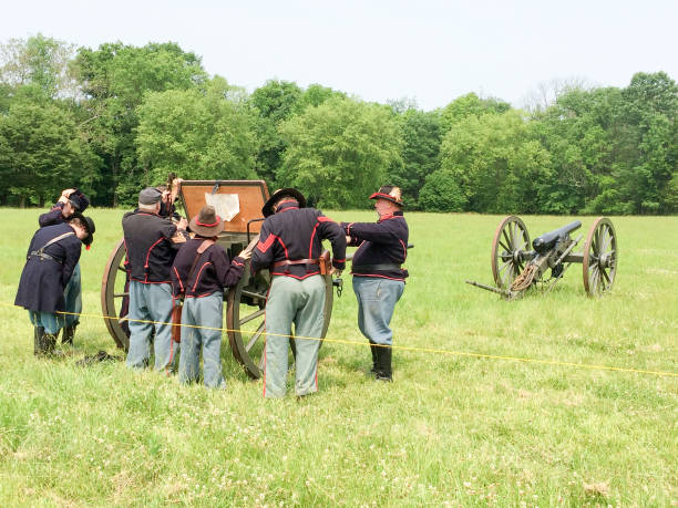 미국 남북 전쟁 재연 장면 군인 - civil war american civil war battlefield camping 뉴스 사진 이미지