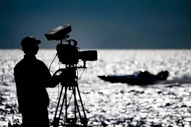 Photo of TV Camera Operator at the live event (Offshore Powerboat Race)