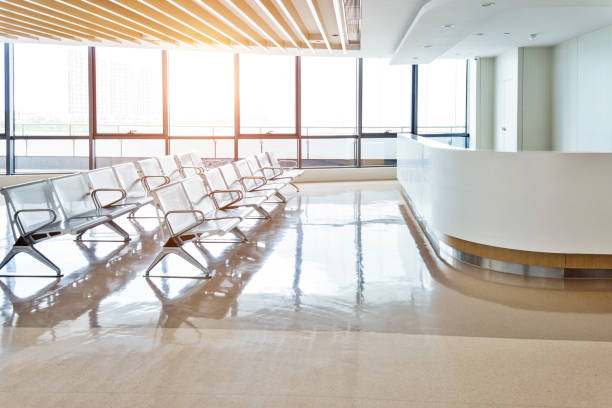 istock Empty seats in hospital waiting room 1219713704