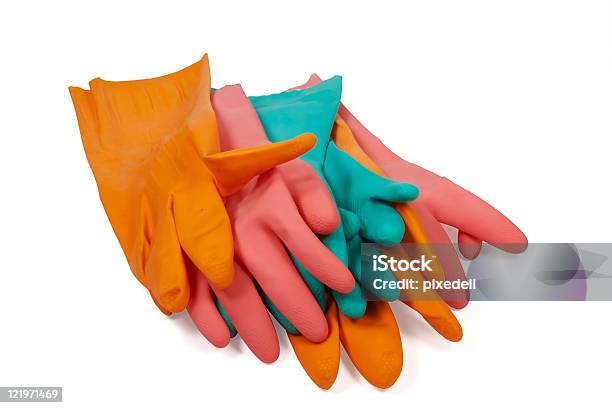 Photo libre de droit de Gants En Caoutchouc banque d'images et plus d'images libres de droit de Gant de ménage - Gant de ménage, Multicolore, Blanc