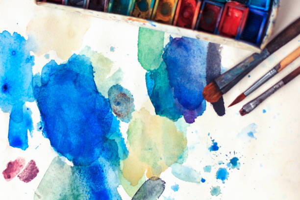 istock Paper palette with watercolor paints 1219715374