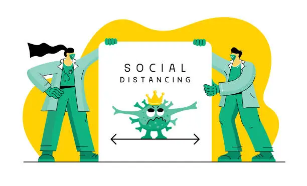 Vector illustration of Social distancing concept