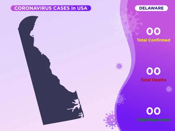 Vector illustration of Delaware Map Covid-19, Corona Virus Infographic Vector Template.