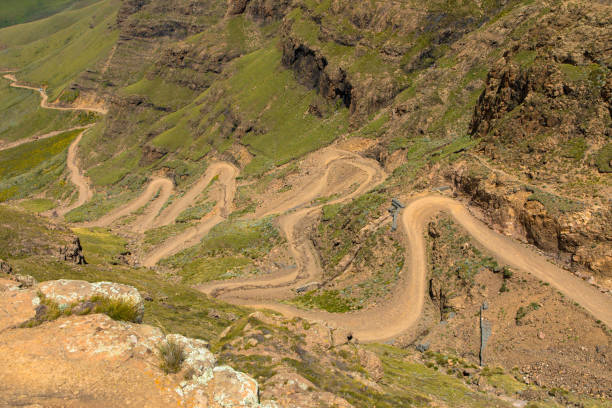 istock Sani Pass road winding up into Lesotho 1219718535