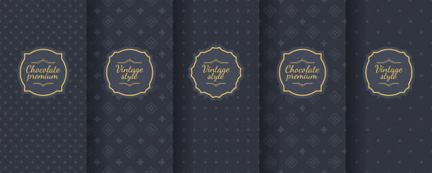 ilustrações, clipart, desenhos animados e ícones de conjunto de fundos vintage escuros sem emendas para design de embalagem de luxo. - wrapping paper package packaging backgrounds