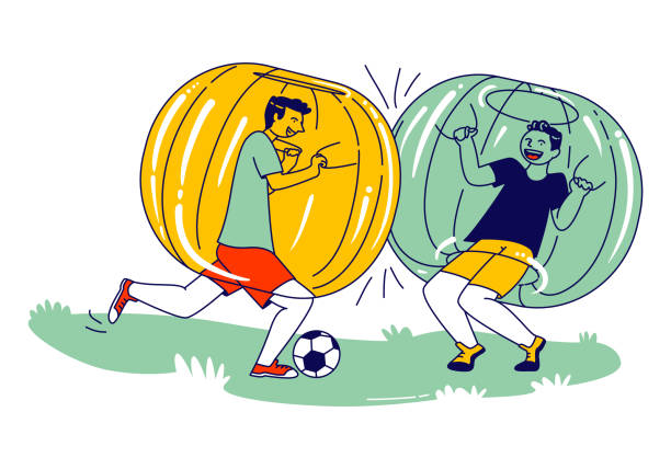 Teenager Characters Playing Soccer inside of Zorb Balls. Boys Running on Green Field Playing Zorbing Football. School Competition, Fun Sport Recreation, Summer Relax. Linear People Vector Illustration Teenager Characters Playing Soccer inside of Zorb Balls. Boys Running on Green Field Playing Zorbing Football. School Competition, Fun Sport Recreation, Summer Relax. Linear People Vector Illustration zorbing stock illustrations