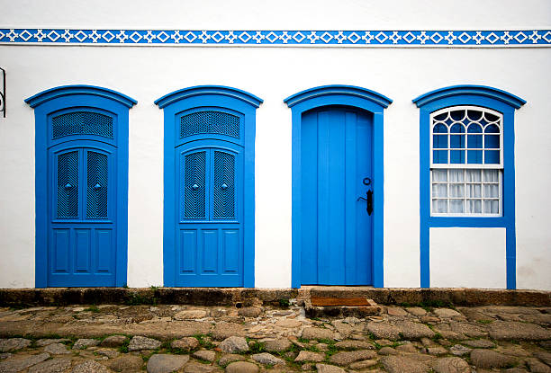 Old Colonial Facade  paraty brazil stock pictures, royalty-free photos & images