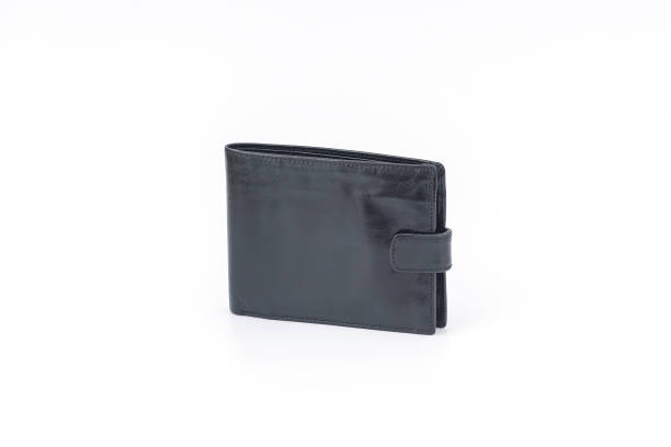 istock Black leather mens wallet on white background 1219722066